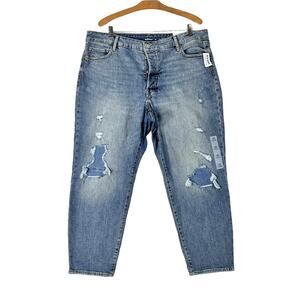 Old Navy OG Straight Ankle Jeans Plus Sz 20 High Rise Distressed Stretch Denim